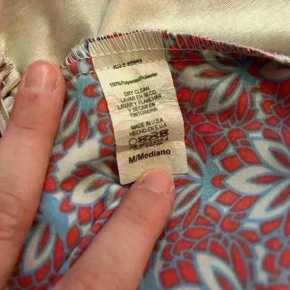 My Story Women's Cream/Blue/Red Boho Pattern Summer V-Neck Romper Size M - Picture 4 of 7